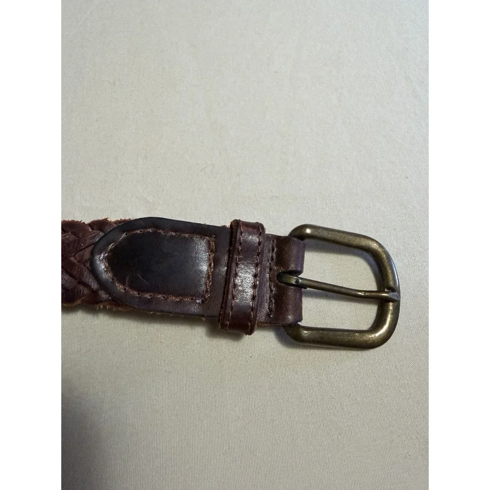 Women's 38 In Vintage Braided Western Boho Leather Belt With Brass Buckle